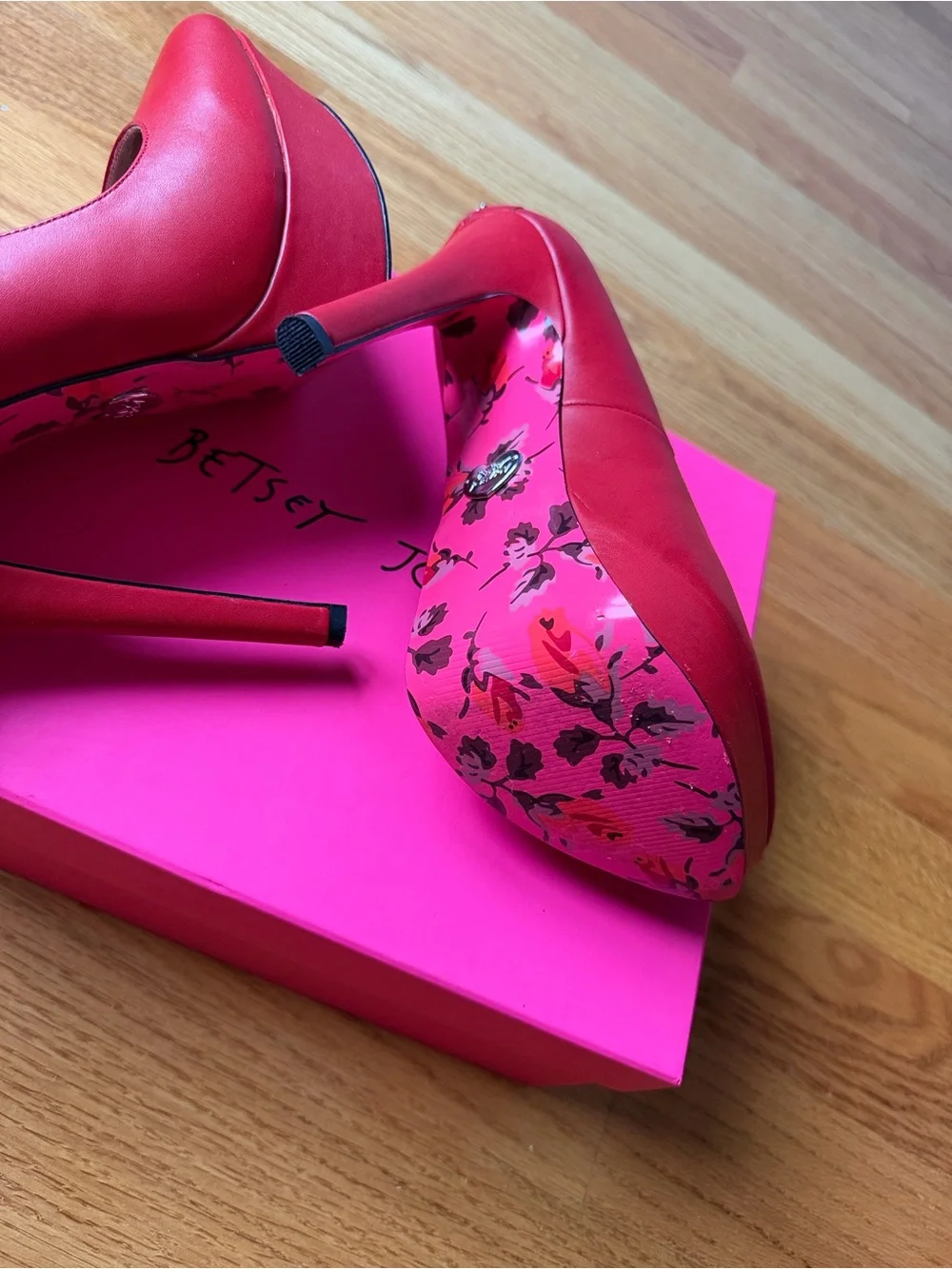 Betsey Johnson Red Stud-Back Stiletto Pumps